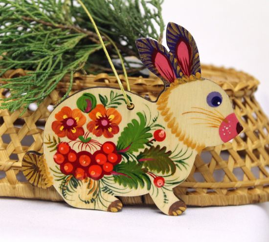 Easter rabbit, handpainted easter ornament